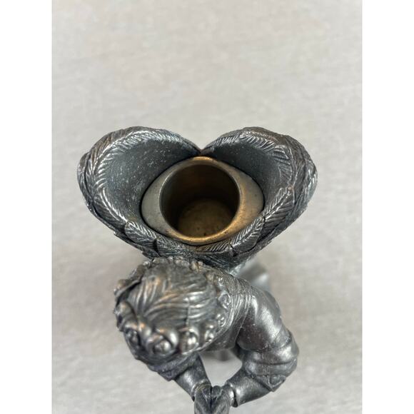 Vintage Pewter Angel Candle Stick Holder Ornate Holiday Christmas Home Decor - Picture 6 of 7